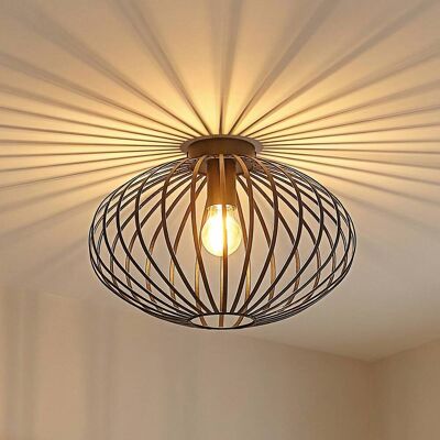 Lindby Maivi mennyezeti lámpa, fekete, 40 cm, vas, kalitka, dimmelhető, Fekete, Nappali / Étkező, fém, Modern Lindby Maivi mennyezeti lámpa, fekete, 40 cm, vas, kalitka, dimmelhető, Fekete, Nappali / Étkező, fém, Modern