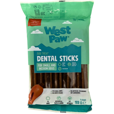 West Paw Dental Sticks Small – Fogápoló rágórúd kis- és közepes testű kutyáknak, 189 g West Paw Dental Sticks Small – Fogápoló rágórúd kis- és közepes testű kutyáknak, 189 g
