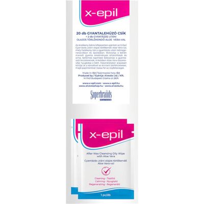 X-Epil - szőrtelenítő lehúzó textil csíkok (20 db) + olajos törlő kendő (2 db) X-Epil - szőrtelenítő lehúzó textil csíkok (20 db) + olajos törlő kendő (2 db)
