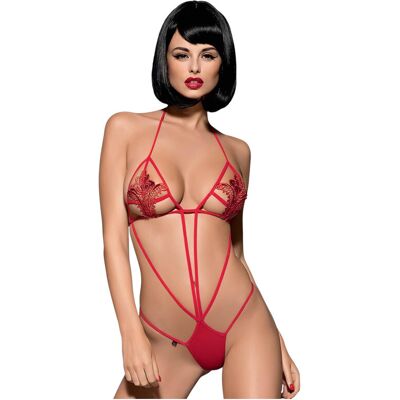 Obsessive Luiza - tulipános, pántos, piros body (S/M) Obsessive Luiza - tulipános, pántos, piros body (S/M)