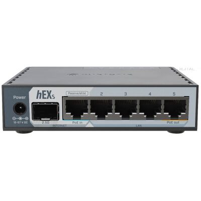 MikroTik hEX S (2025 verzió) E60iUGS L4 512MB 5xGbE LAN 1x2.5 GbE SFP port router MikroTik hEX S (2025 verzió) E60iUGS L4 512MB 5xGbE LAN 1x2.5 GbE SFP port router