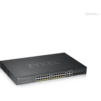 Zyxel GS1920-24HPV2-EU0101F v2 24xGbE PoE LAN (375W) 4xGbE SFP/RJ45 Combo port L2 menedzselhető PoE Switch Zyxel GS1920-24HPV2-EU0101F v2 24xGbE PoE LAN (375W) 4xGbE SFP/RJ45 Combo port L2 menedzselhető PoE Switch