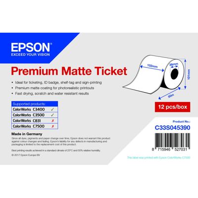 Epson Premium Matte folytonos tekercs 102mm*50fm Epson Premium Matte folytonos tekercs 102mm*50fm