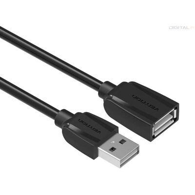 Vention USB-A 2.0/M -> USB-A 2.0/F (hosszabbító, PVC, fekete), 1m, kábel Vention USB-A 2.0/M -> USB-A 2.0/F (hosszabbító, PVC, fekete), 1m, kábel