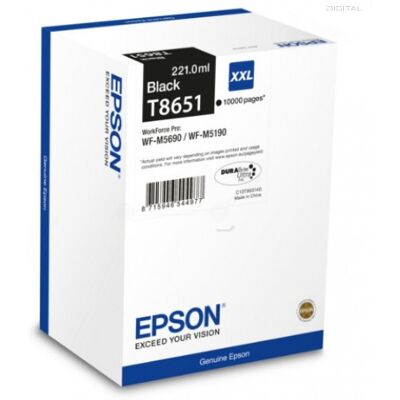 Epson T8651 Tintapatron Black 10.000 oldal kapacitás Epson T8651 Tintapatron Black 10.000 oldal kapacitás