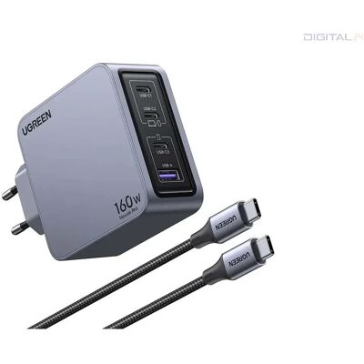 UGREEN Nexode Pro 160W 4 portos GaN gyorstöltő készlet EU X763 UGREEN Nexode Pro 160W 4 portos GaN gyorstöltő készlet EU X763