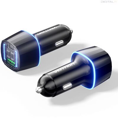 Vention USB-C+A (2port,30W, fekete, szivargyújtós),Vention Vention USB-C+A (2port,30W, fekete, szivargyújtós),Vention