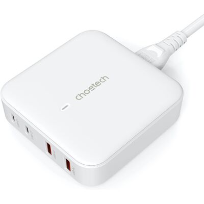 Choetech 4-port 2*USB-C+2*USB-A (4port,asztali,100W,fehér,GAN), töltő Choetech 4-port 2*USB-C+2*USB-A (4port,asztali,100W,fehér,GAN), töltő