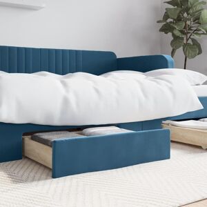 vidaXL Bed Drawers 2 pcs Blue Engineered Wood and Velvet