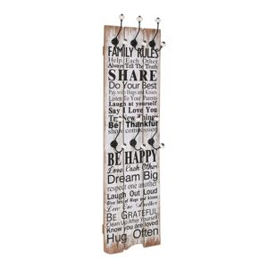 vidaXL Wall-mounted Coat Rack with 6 Hooks 120x40 cm FAMILY RULES