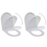 vidaXL Toilet Seats with Soft Close Lids 2 pcs Plastic White