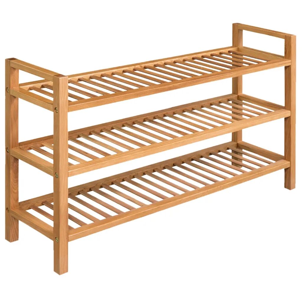 vidaXL Shoe Rack with 3 Shelves 100x27x60 cm Solid Oak Wood