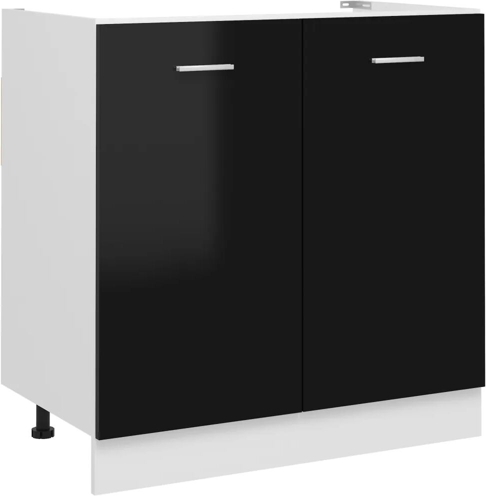 vidaXL Sink Bottom Cabinet High Gloss Black 80x46x81.5 cm Chipboard