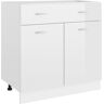 vidaXL Drawer Bottom Cabinet High Gloss White 80x46x81.5 cm Engineered Wood