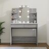 vidaXL Dressing Table with LED Grey Sonoma 96x40x142 cm