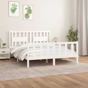 vidaXL Bed Frame with Headboard White Solid Wood Pine 160x200 cm