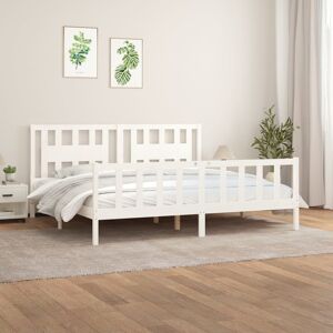 vidaXL Bed Frame with Headboard White Solid Wood Pine 180x200 cm Super King Size