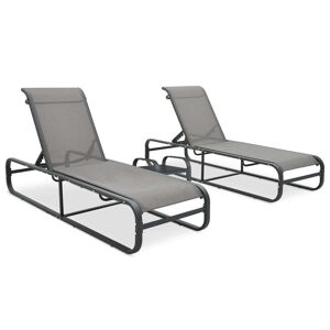 vidaXL Sun Loungers 2 pcs with Table Textilene and Aluminium