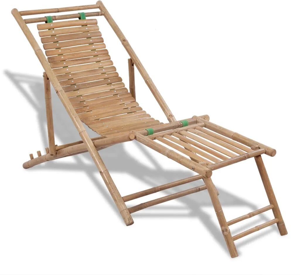 vidaXL Outdoor Deck Chair with Footrest Bamboo