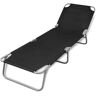 vidaXL Folding Sun Lounger Powder-coated Steel Black