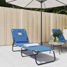 vidaXL Folding Sun Lounger Blue Oxford Fabric&Powder-coated Steel