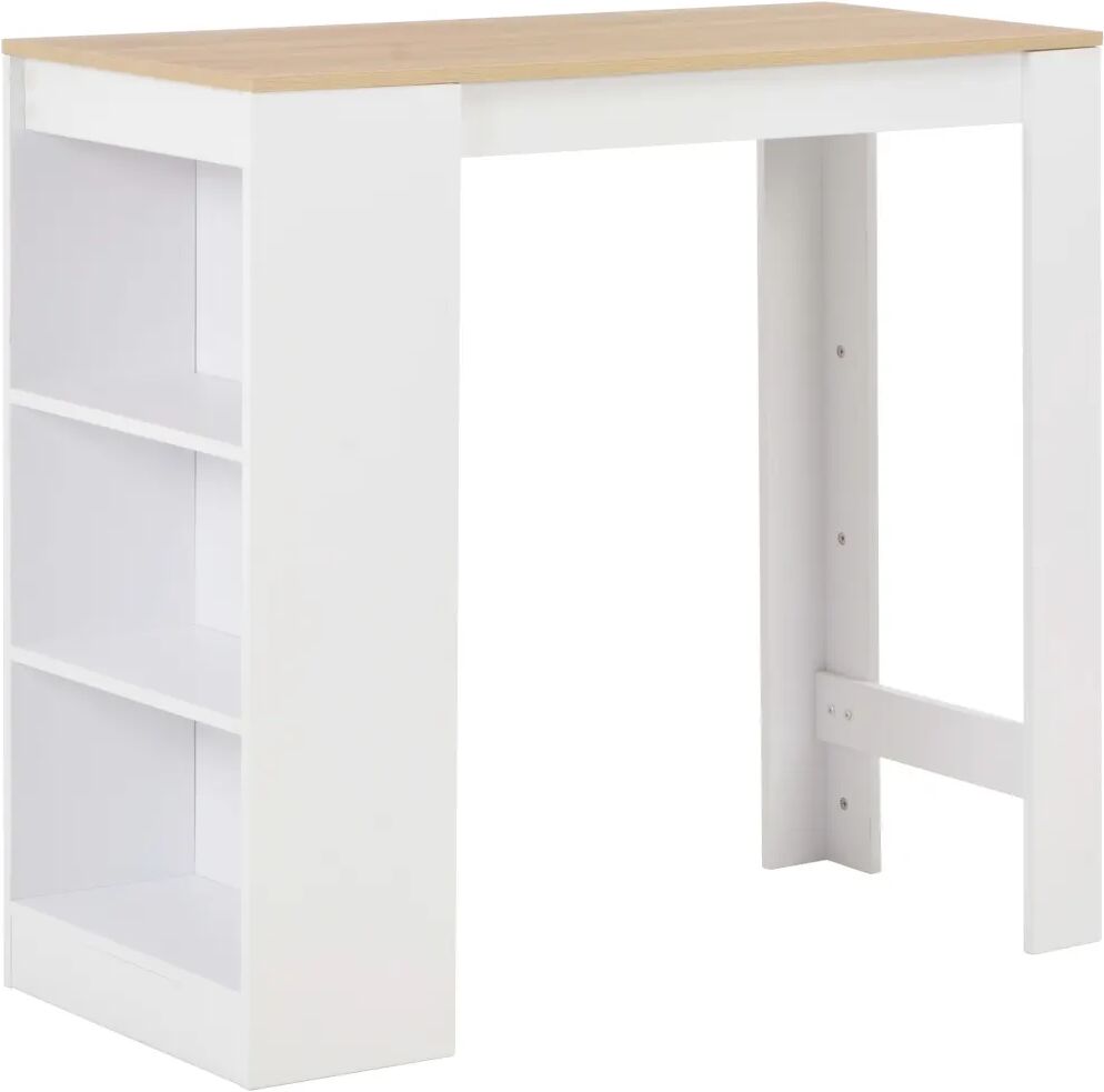 vidaXL Bar Table with Shelf White 110x50x103 cm