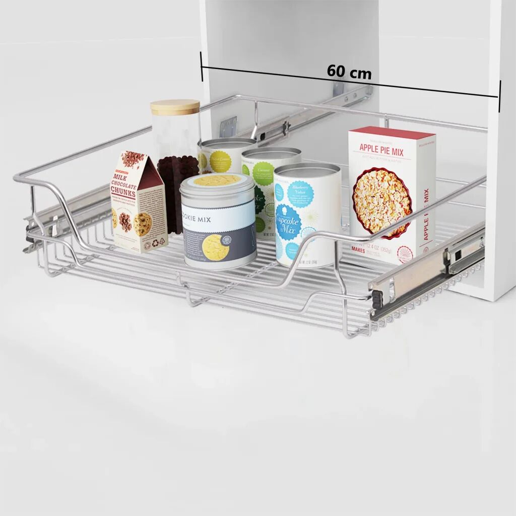 vidaXL Pull-Out Wire Baskets 2 pcs Silver 600 mm