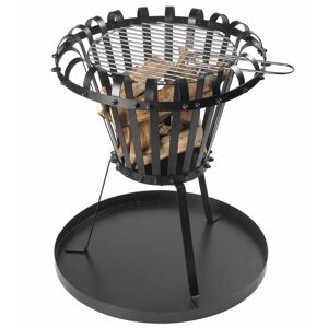 Perel Fire Basket with Ash Pan Round Black BB650