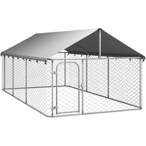 vidaXL Outdoor Dog Kennel with Roof 400x200x150 cm