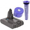 Dyson V6 / DC62 / 967810-21 battery + HEPA filters (21.6 V, 2500 mAh)