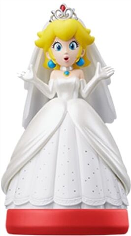 Refurbished: Nintendo Amiibo Super Mario Odyssey Peach Wedding Outfit Figure(Red Base)