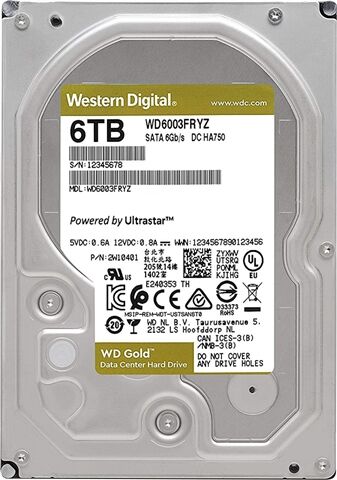 Refurbished: WD Gold Enterprise WD6003FRYZ 6TB 7200RPM 3.5� SATA