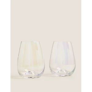 Marks & Spencer Set of 2 Lustre Stemless Wine Glasses - Pearl