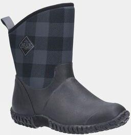 Muck Boot Womens Muckster II Mid Wellington Black/Grey Plaid Size: (3)