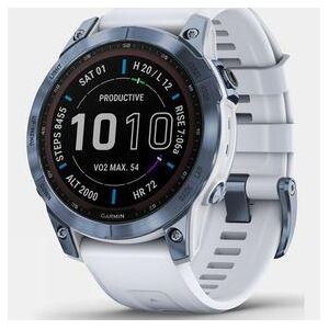 Garmin Fenix 7 Sapphire Solar Multisport GPS Watch Mineral Blue Titanium / Whitestone Band Size: (One Size)