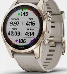 Garmin Fenix 7S Sapphire Solar Multisport GPS Watch Cream Gold Titanium / Light Sand Band Size: (One Size)