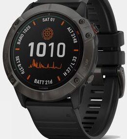 Garmin Fenix 6X Pro Solar Titanium Multisport GPS Watch Carbon Grey DLC/Black Band Size: (One Size)