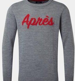 Henjl Men's Après Merino Crew Neck Sweater Melange Grey Size: (L)