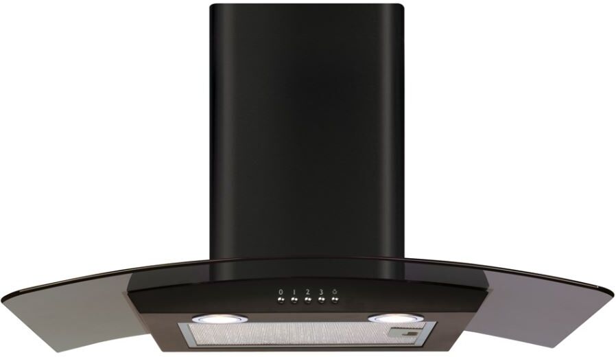 CDA ECP72BL 70cm Glass Curved Chimney Cooker Hood - Black