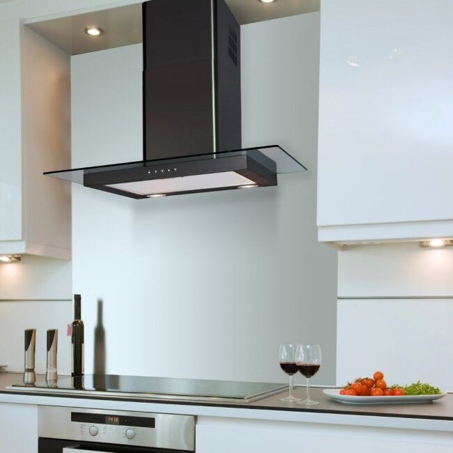 Luxair LA-60-ST-GL-BLK 60cm Cooker Hood - Flat Glass - Black