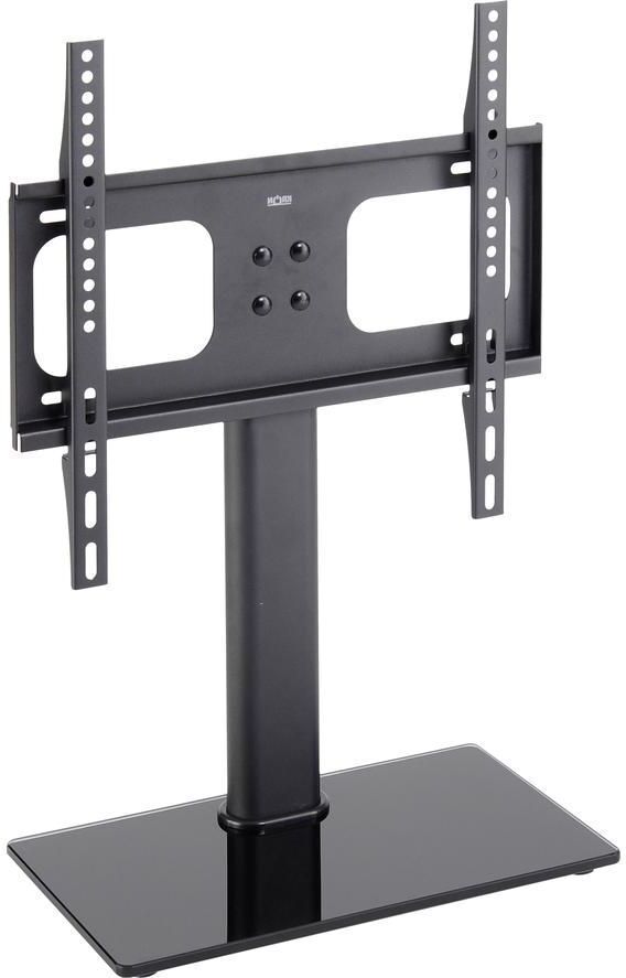 Ttap TT64F Universal Black Glass Replacement Tabletop Pedestal TV Stand for up to 60" TV - Black