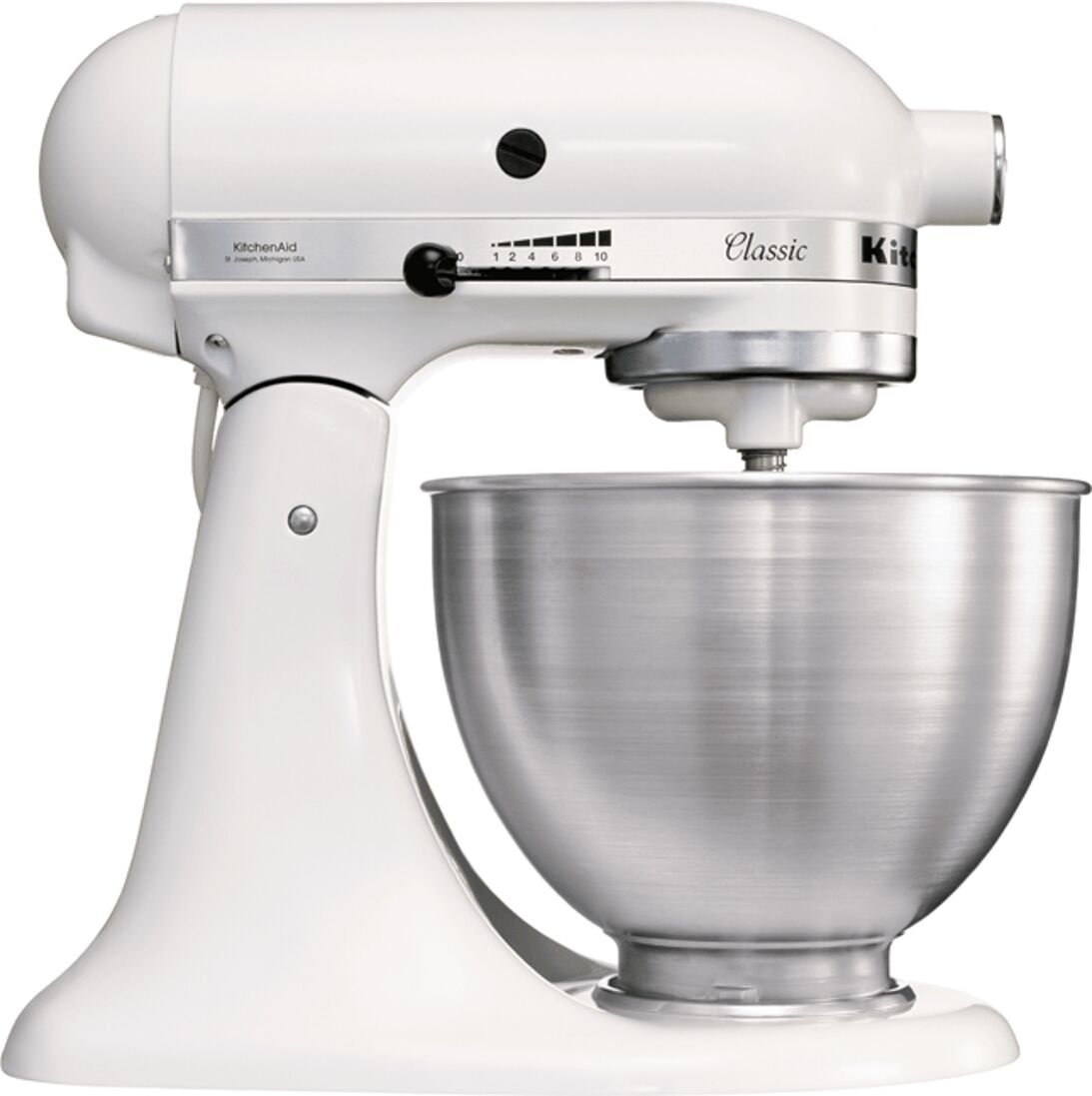 KitchenAid 5K45SSBWH Classic Stand Mixer with 4.3L Capacity in White