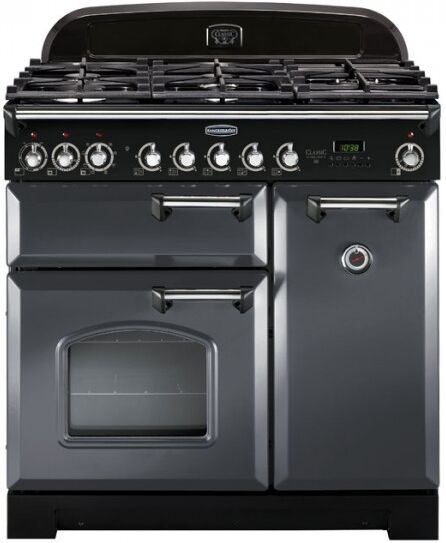 Rangemaster CDL90DFFSL/C Classic Deluxe 90cm Dual Fuel Range Cooker- Slate/Chrome