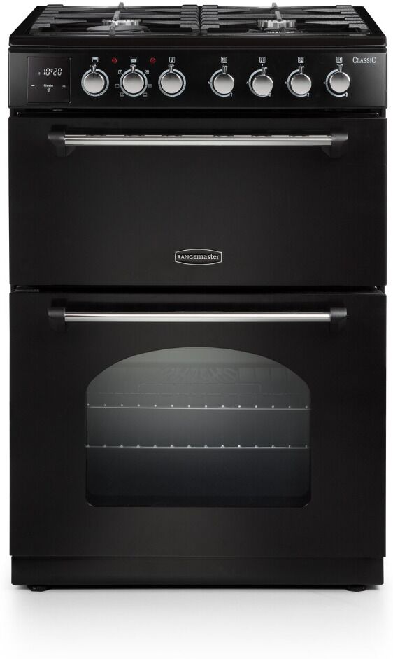 Rangemaster CLA60DFFBL/C Classic 60cm Dual Fuel Range Cooker - Black/Chrome