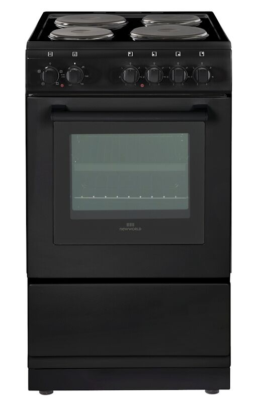 New World BLK 50cm Electric Cooker with Single Oven-Black