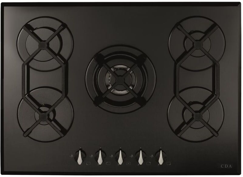 CDA HVG721BL 5 Burner Gas On Glass Hob Black