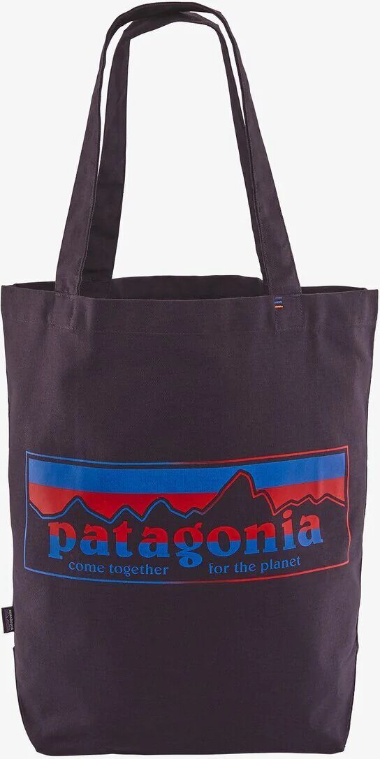 Patagonia Market Tote - Durable Bag from Organic Cotton, Together for the Planet Logo: Piton Purple