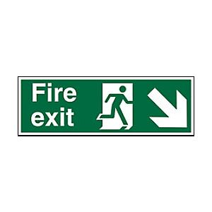 Unbranded Fire Exit Sign Down Right Arrow Plastic 20 x 60 cm