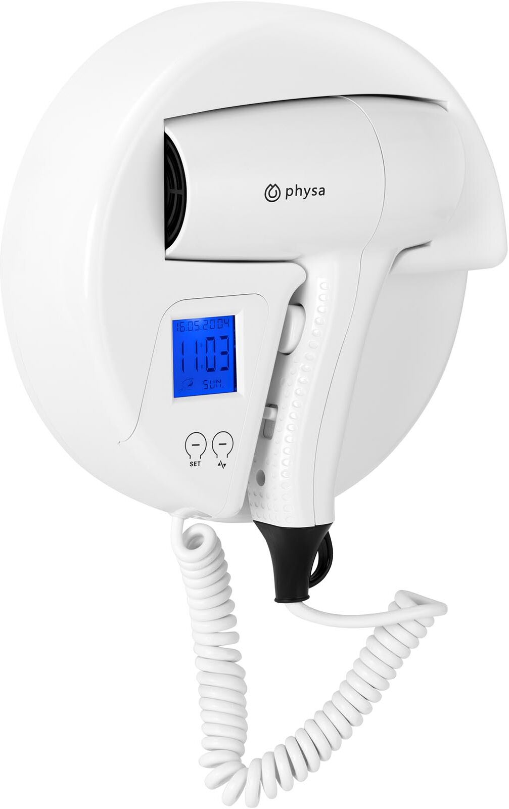 physa Wall-Mounted Hair Dryer - 1,200 W - automatic start - shaver socket (type A / C)