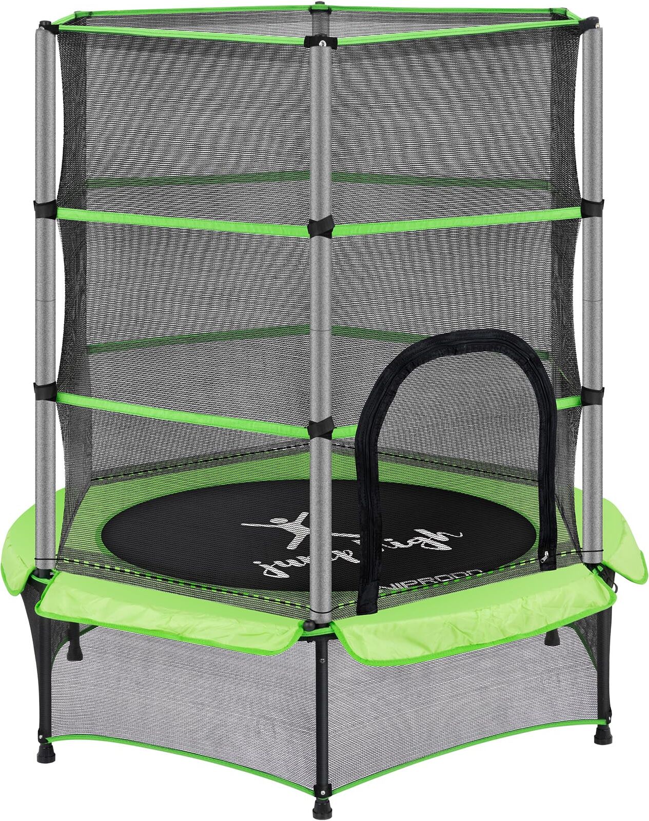 Uniprodo Kid's Trampoline - with safety net - 140 cm - 50 kg - green